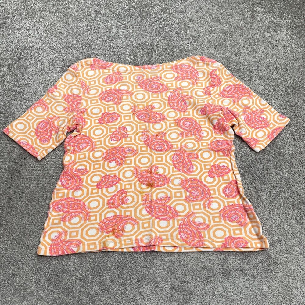Charter Club Pima Cotton Mock Neck T-Shirt Womens PM Multi Paisley Geometric Top